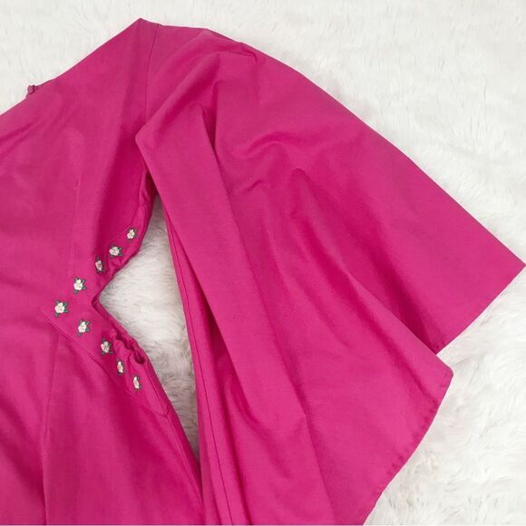 FANM MON Amarya Pink One Shoulder Dress Long Sleeve Cutout Embroidered XS New - Picture 7 of 14